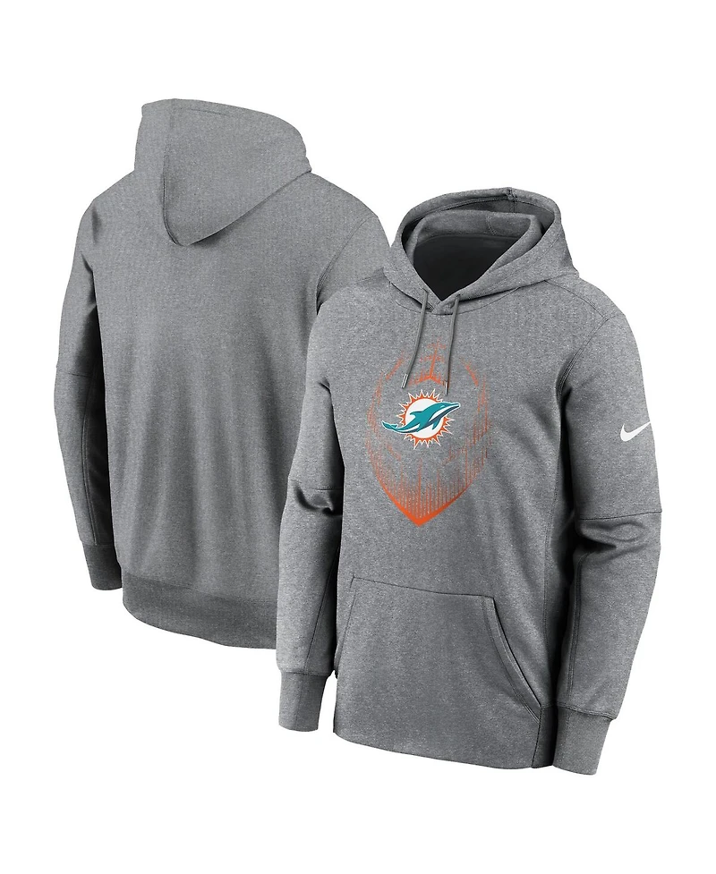 Nike Men's Heather Gray Miami Dolphins Icon Performance Pullover Hoodie
