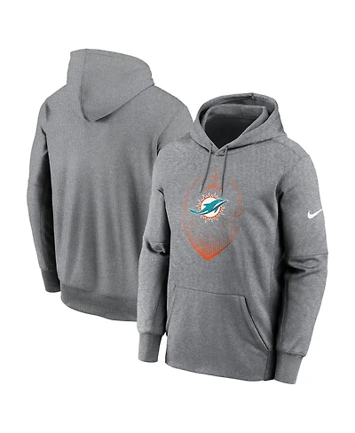 Nike Men's Heather Gray Miami Dolphins Icon Performance Pullover Hoodie