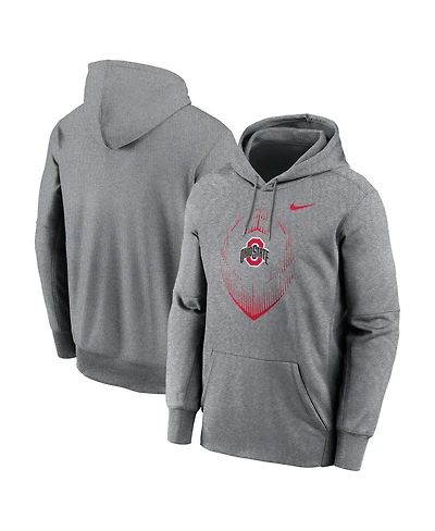Nike Men's Heather Gray Ohio State Buckeyes Football Icon Performance Fleece Pullover Hoodie