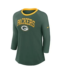 Nike Women's Green Bay Packers Raglan 3/4 Sleeve T-Shirt