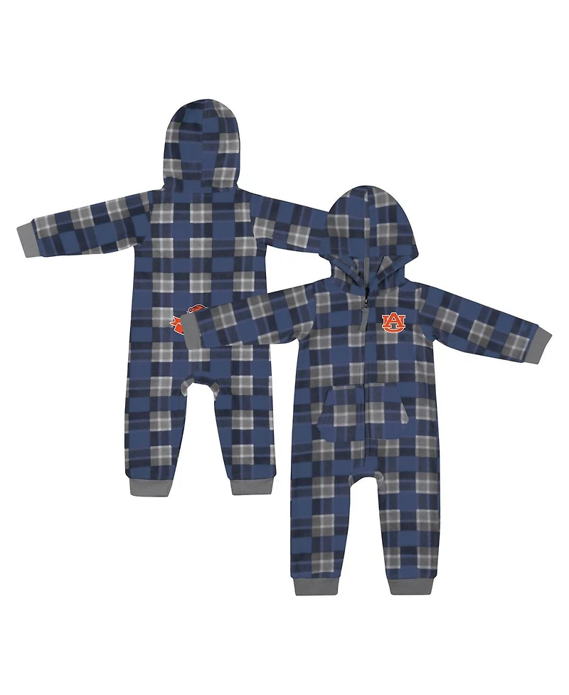 Colosseum Baby Boys and Girls Navy Auburn Tigers Full-Zip Plaid Hoodie Long Sleeve Jumper
