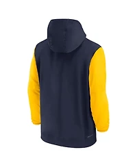 Jordan Men's Navy Michigan Wolverines 2024 Sideline Pregame Player Half-Zip Hoodie