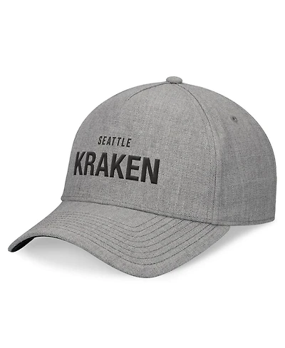 Fanatics Men's Heather Gray Seattle Kraken Elements A-Frame Leather Strapback Hat
