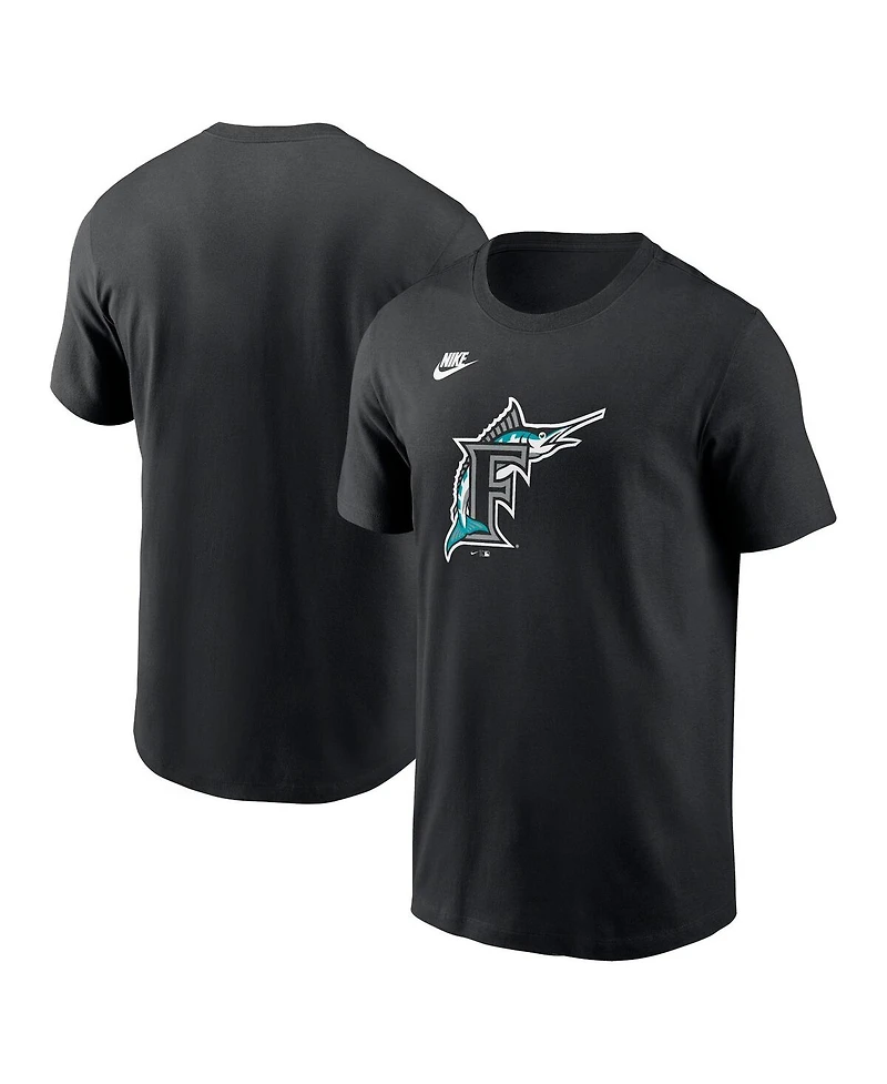 Nike Men's Black Florida Marlins Cooperstown Collection Team Logo T-Shirt