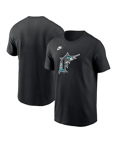 Nike Men's Black Florida Marlins Cooperstown Collection Team Logo T-Shirt