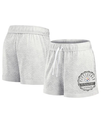 Fanatics Women's Oatmeal Pittsburgh Steelers Vintage Badge Shorts