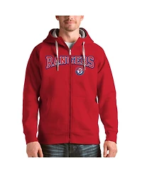 Antigua Men's Red Texas Rangers Team Logo Victory Full-Zip Hoodie