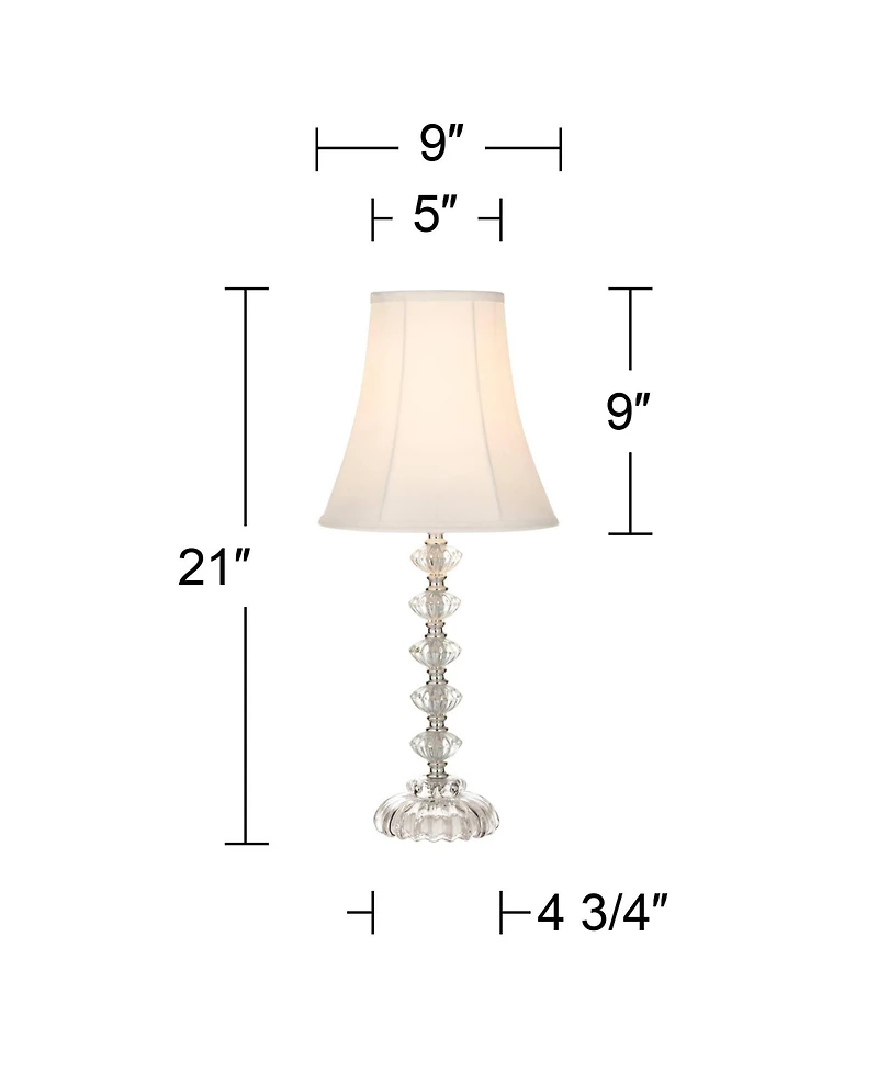 360 Lighting Bohemian Country Cottage Style Accent Table Lamp 21" High Clear Stacked Glass Off White Bell Shade Decor for Living Room Bedroom House Be