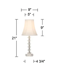 360 Lighting Bohemian Country Cottage Style Accent Table Lamp 21" High Clear Stacked Glass Off White Bell Shade Decor for Living Room Bedroom House Be