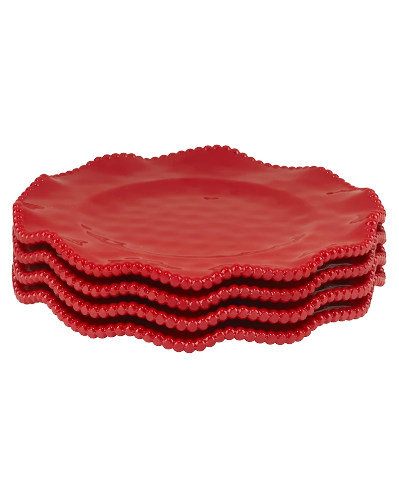 Certified International Perlette Red Salad Plates, Set of 4