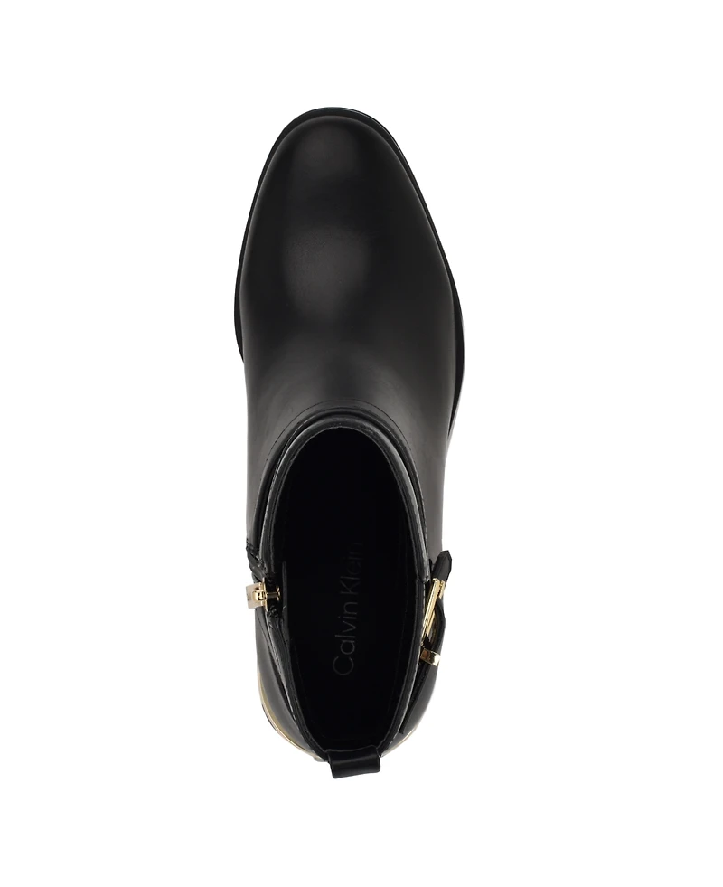 Calvin Klein Women's Jasen Buckle Strap Block Heel Booties