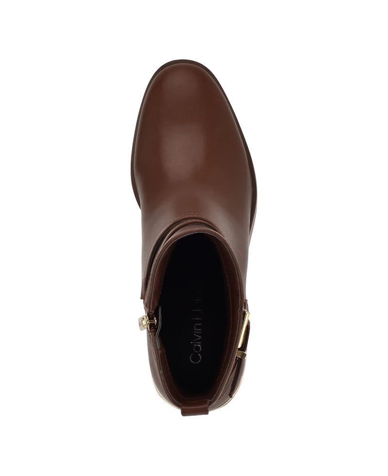 Calvin Klein Women's Jasen Buckle Strap Block Heel Booties