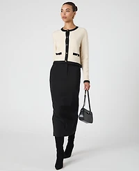 French Connection Women's Vhari Contrast-Trim Button-Up Cardigan Sweater