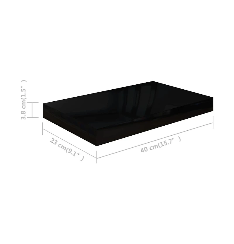 vidaXL Floating Wall Shelf High Gloss Black 15.7"x9.1"x1.5" Mdf