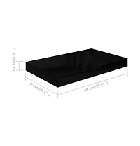 vidaXL Floating Wall Shelf High Gloss Black 15.7"x9.1"x1.5" Mdf