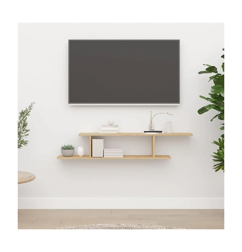 vidaXL Wall-Mounted Tv Shelf Sonoma Oak 49.2"x7.1"x9.1" Engineered Wood