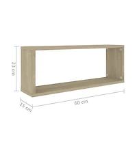 vidaXL Wall Cube Shelves 2 pcs 23.6"x5.9"x9.1" Engineered Wood