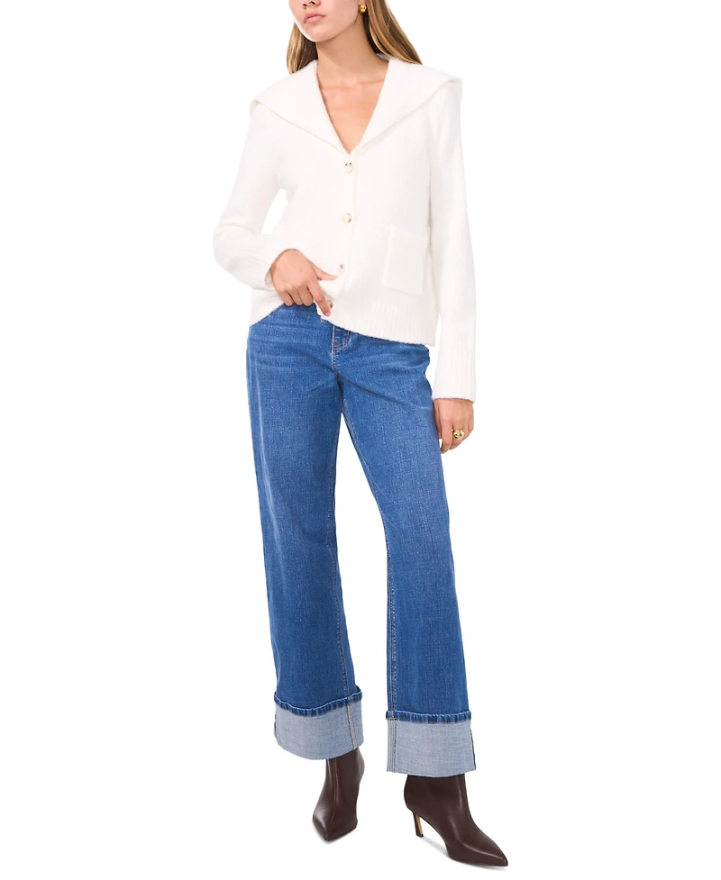1.state Women's V-Neck Collared Cardigan