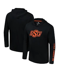 Colosseum Men's Black Oklahoma State Cowboys Logo Lockup Active Blend Long Sleeve T-Shirt Hoodie