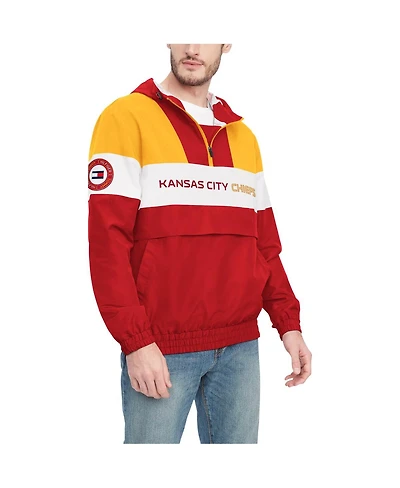 Tommy Hilfiger Men's Red/Gold Kansas City Chiefs Enzo Half-Zip Hoodie Jacket