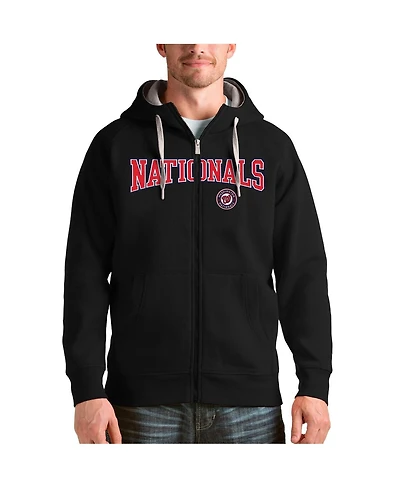 Antigua Men's Black Washington Nationals Team Logo Victory Full-Zip Hoodie