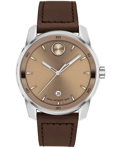 Movado Men's Bold Verso Swiss Quartz Brown Leather Watch 42mm