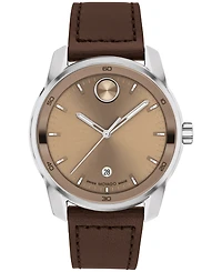 Movado Men's Bold Verso Swiss Quartz Brown Leather Watch 42mm