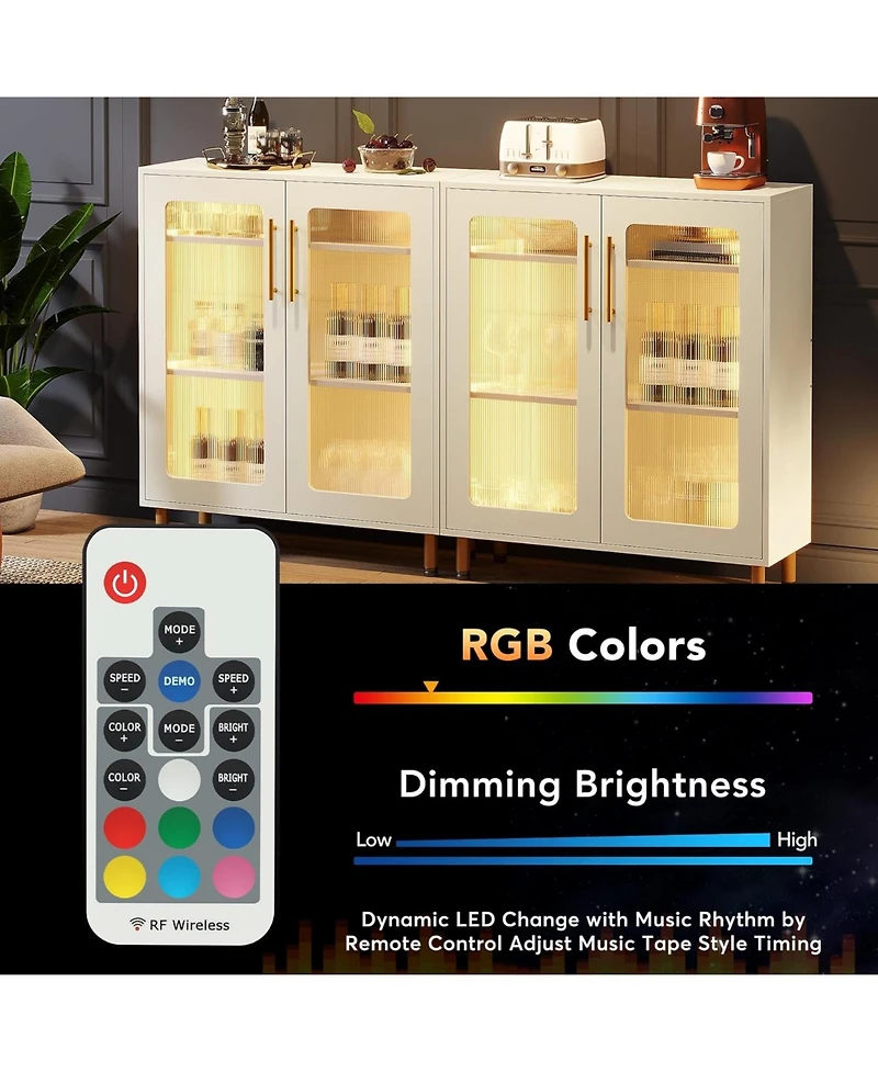 Tribesigns Buffet Cabinet with Acrylic Doors and Led Light for Living Room, Kitchen