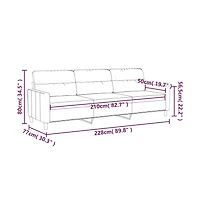 vidaXL 3-Seater Sofa Dark Gray 82.7" Fabric