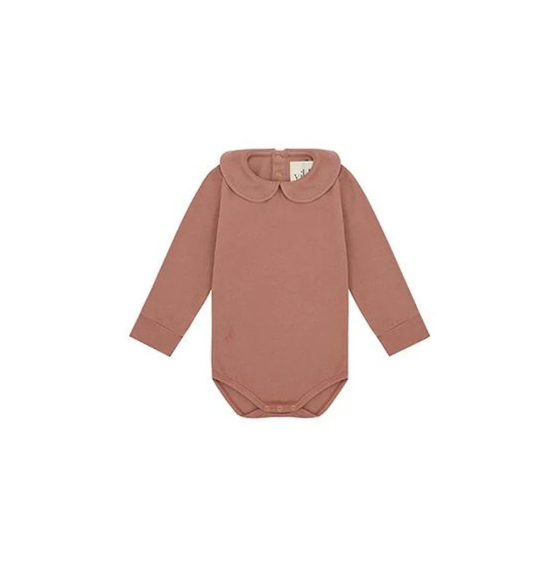 Vild House of Little Baby Ls Organic Cotton Collared Bodysuit - Pink clay