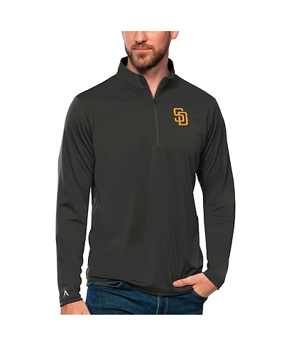 Antigua Men's Charcoal San Diego Padres Tribute Quarter-Zip Pullover Top