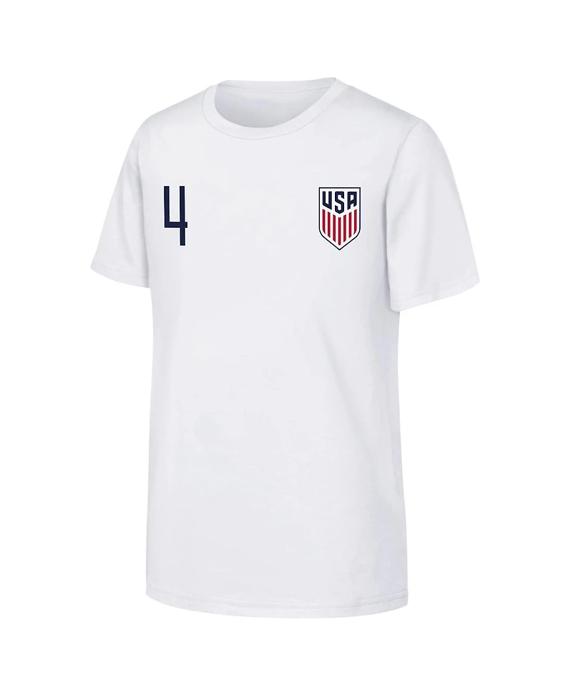 Outerstuff Big Boys and Girls Tyler Adams White Usmnt Name Number T-Shirt