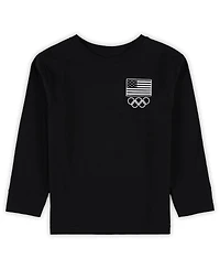 Outerstuff Little Boys and Girls Black Team Usa 2024 Flag Rings Long Sleeve T-Shirt