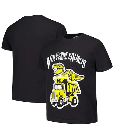 Comfortwash Big Boys and Girls Black Michigan Wolverines Dino Truck T-Shirt