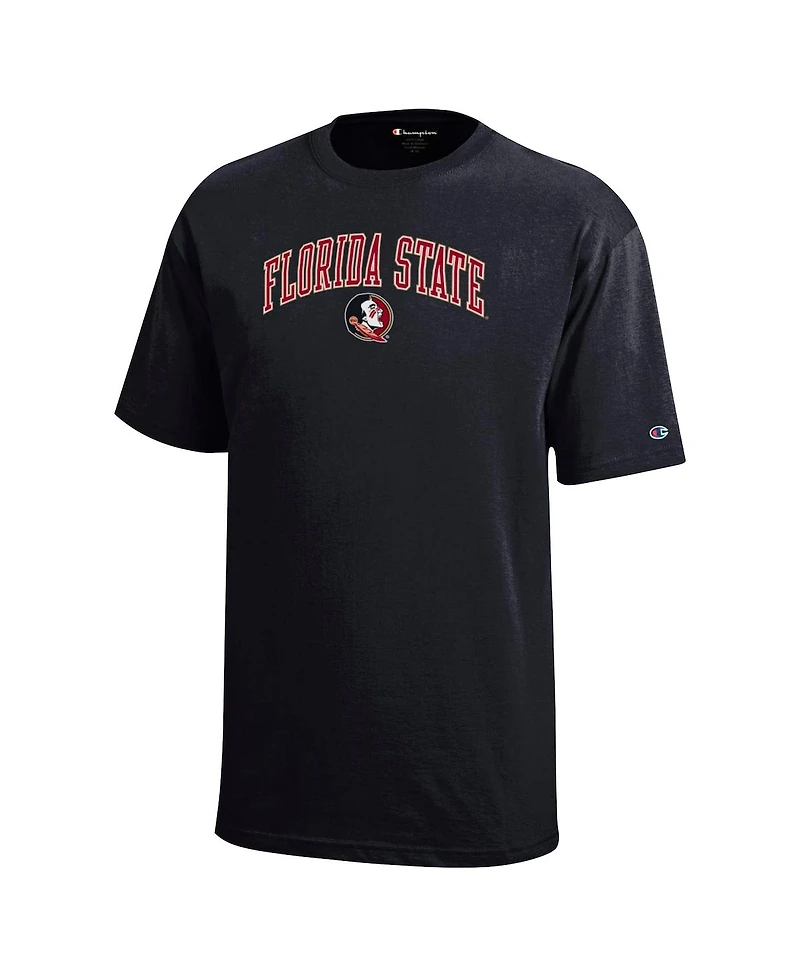 Champion Big Boys and Girls Black Florida State Seminoles Arch Over Logo T-Shirt