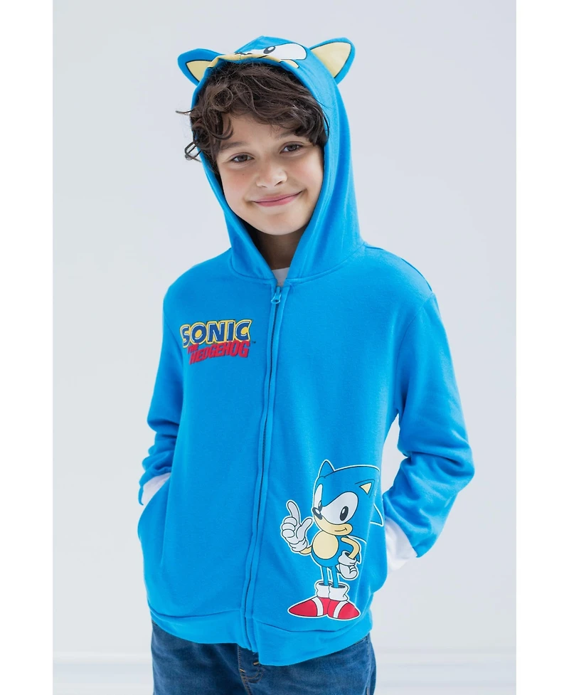 Sega Toddler Boys Sonic the Hedgehog Shadow Knuckles Fleece Zip Up Hoodie