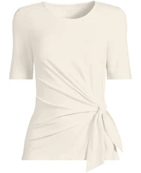 Lands' End Women's Plus Lightweight Jersey Tie Front Top