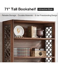 Tribesigns 6-Tier Bookcase, 70.8" Vintage Tall Bookcase, Floor Standing 5-Shelf Display Rack Storage Shelves Mid-Century Bookcase for Home Office, Liv