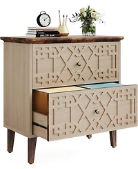 Tribesigns 2 Drawer Lateral File Cabinet, Office Filing Cabinet for A4 / Letter Size/Legal Files, Wood Storage Printer Stand Home Off