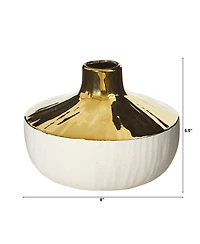 Slickblue Elegance Ceramic Decorative Vase with Gold Accents