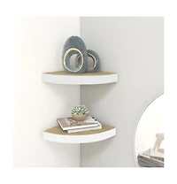 vidaXL Wall Corner Shelves pcs Oak and White 13.7"x13.7"x1.4" Mdf
