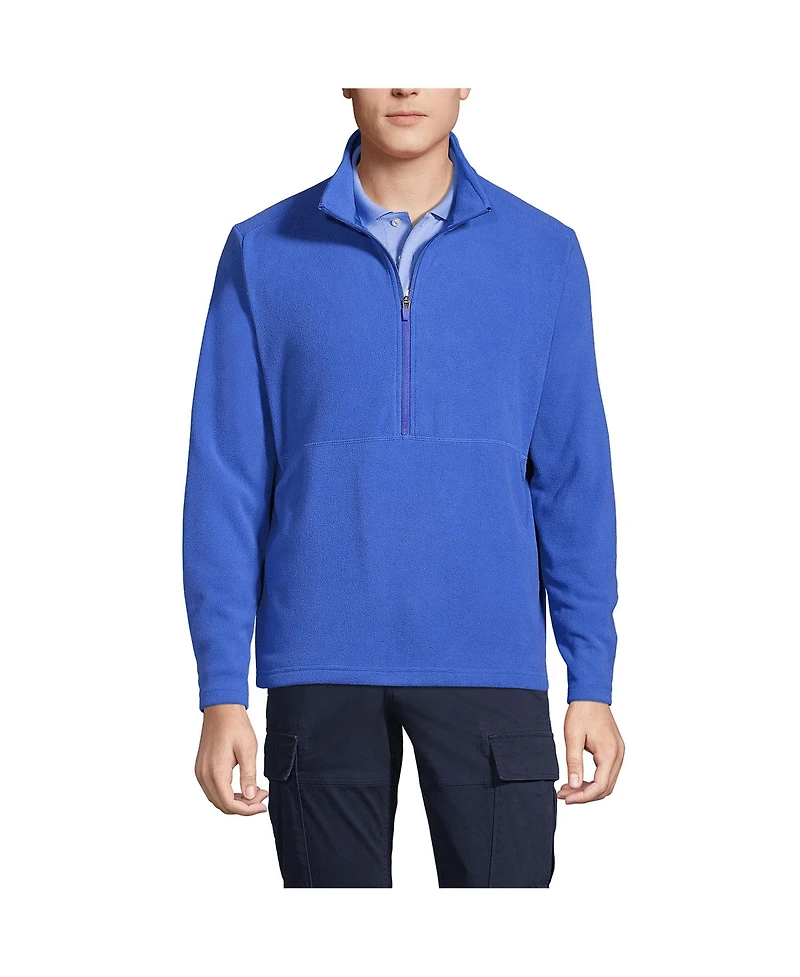 Lands' End Men's Thermacheck 100 Fleece Quarter Zip Pullover Top