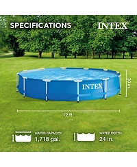 Intex 28211EH 12' x 30" Metal Frame Round Above Ground Swimming Pool with Pump