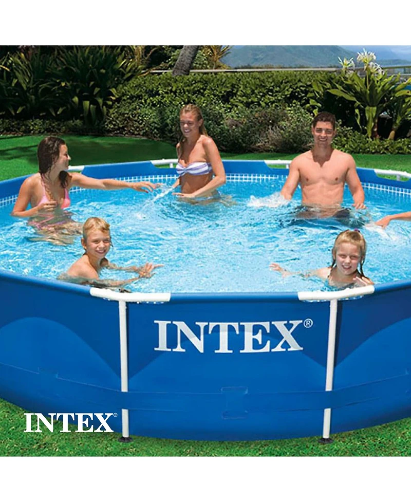 Intex 28211EH 12' x 30" Metal Frame Round Above Ground Swimming Pool with Pump