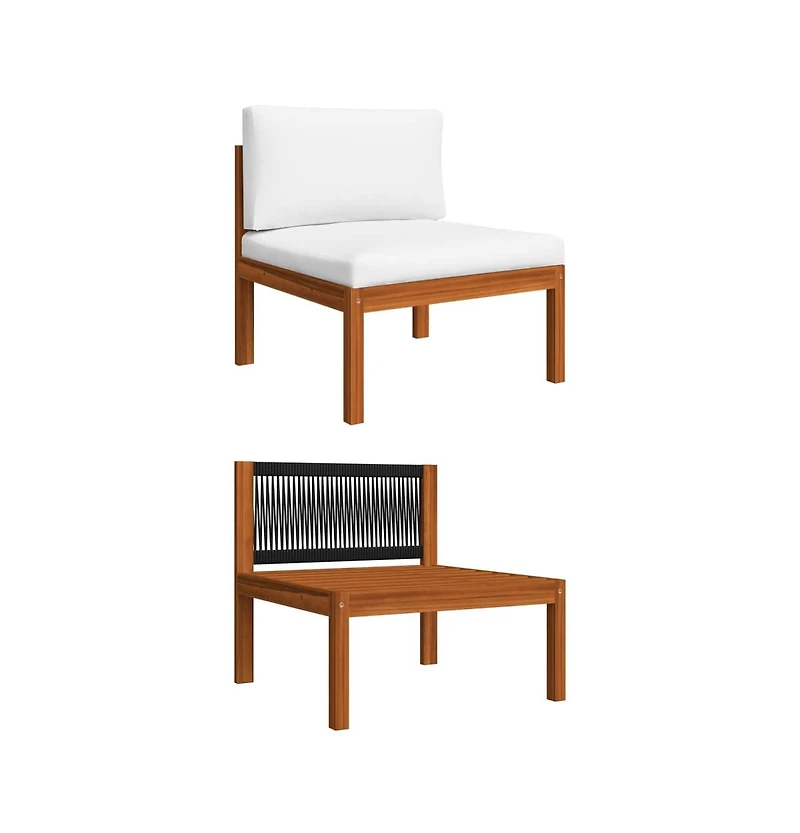 vidaXL Patio Middle Sofa with Cushions Solid Acacia Wood