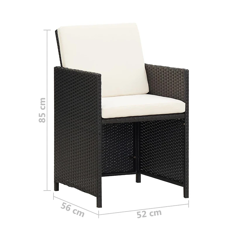 Patio Chairs 2 pcs with Cushions and Pillows Poly Rattan Black