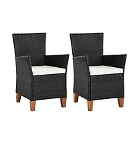 Patio Chairs with Cushions 2 pcs Poly Rattan Black