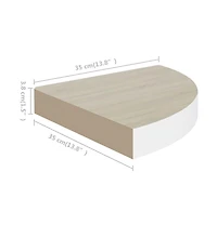 vidaXL Wall Corner Shelves 4 pcs Oak and White 13.7"x13.7"x1.4" Mdf