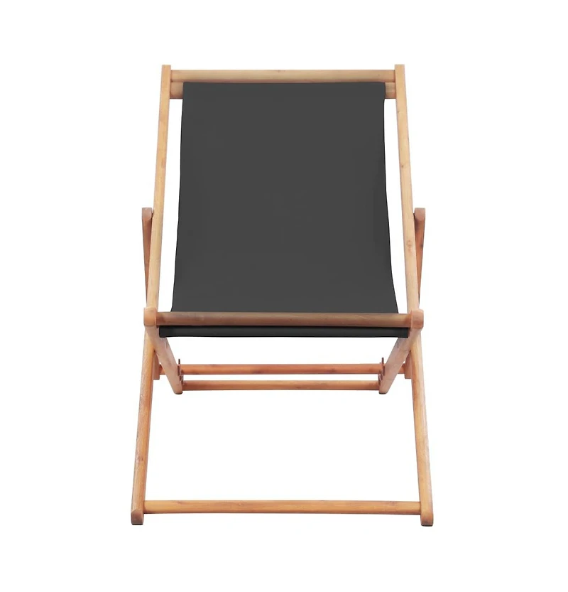 Folding Beach Chair Fabric and Wooden Frame Gray