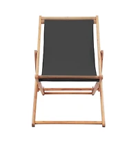 Folding Beach Chair Fabric and Wooden Frame Gray